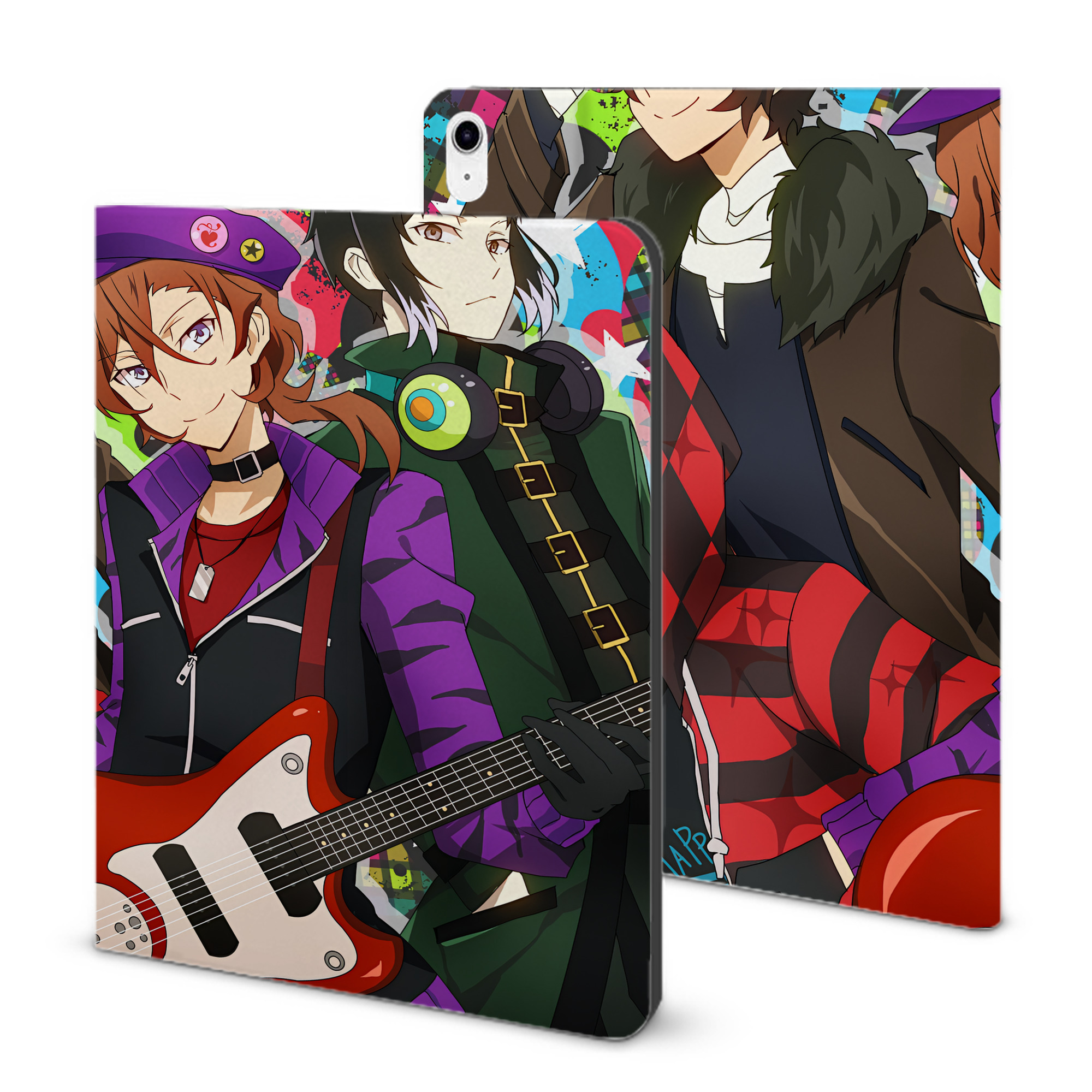 （画像用） 文豪ストレイドッグス Bungo Stray Dogs IPad ケース ブック型 PUレザー TPU 耐衝撃 軽量 薄型 ペン収納なし 全面保護 IPad 各モデル対応